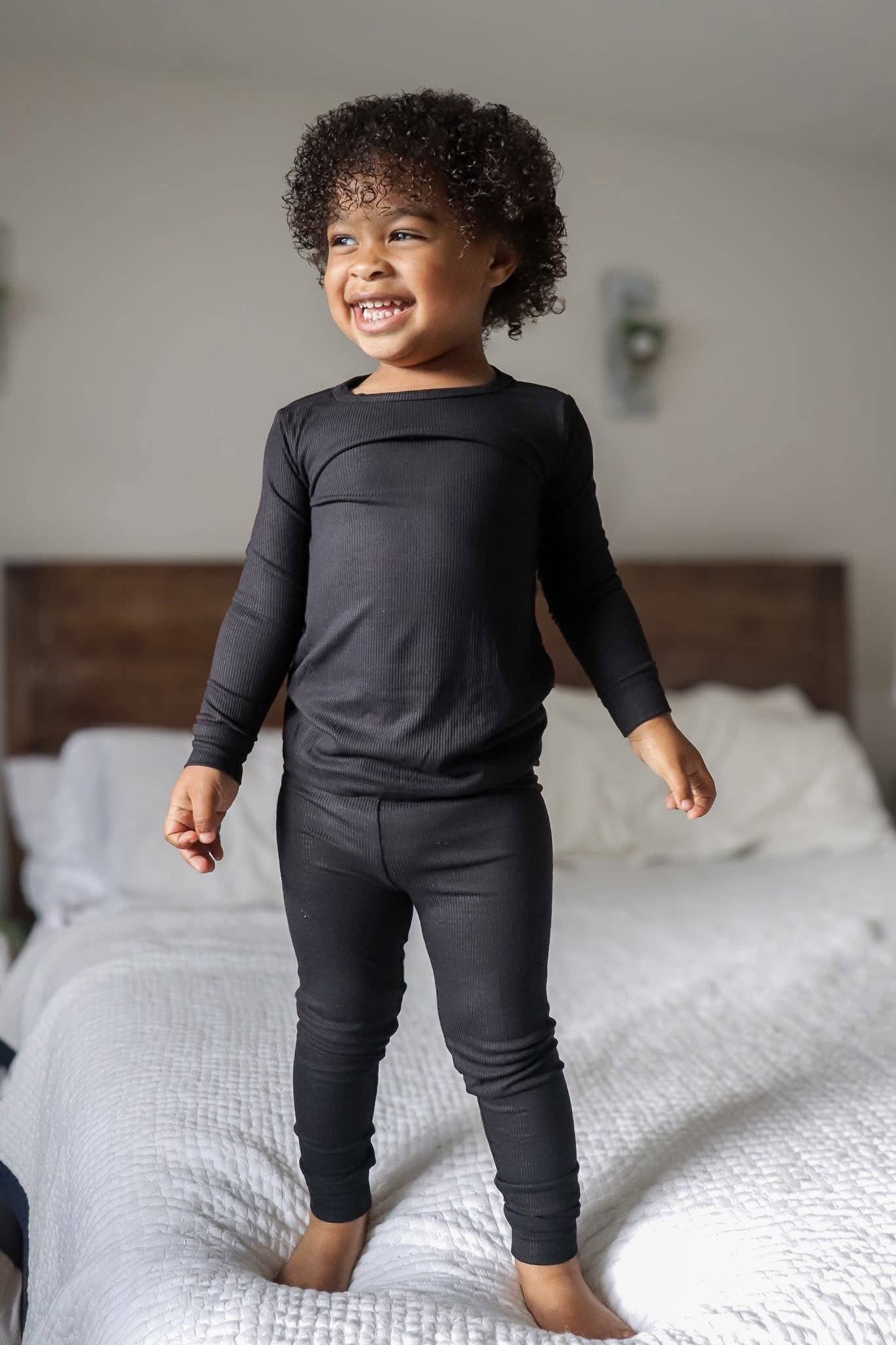Midnight Ribbed Bamboo 2 Piece