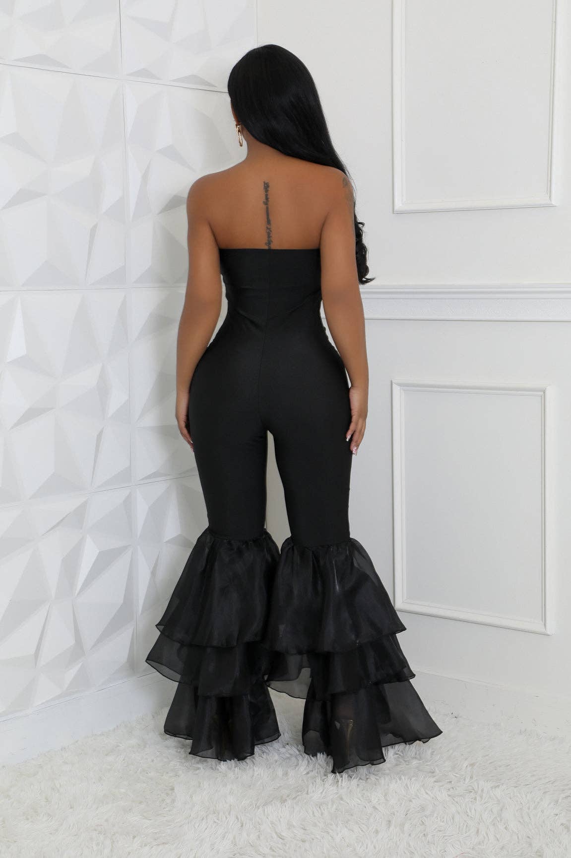 RUFFLE TIERED TUBE JUMPSUITS