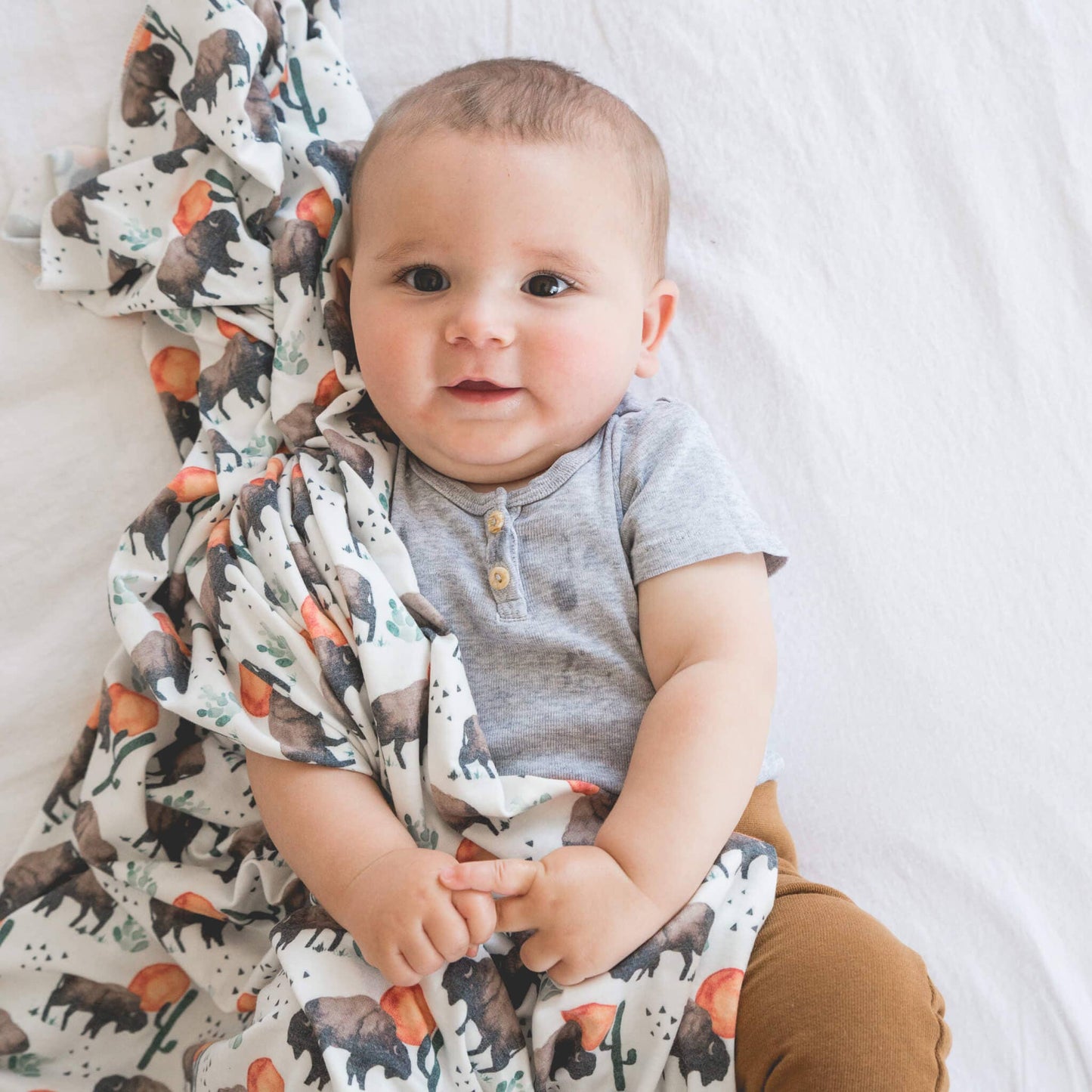 Knit Swaddle Blanket - Bison
