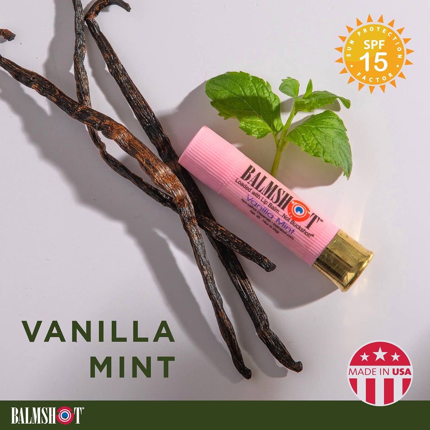 Shotgun Shell Lip Balm | Vanilla Mint | SPF 15 | 24 Pack