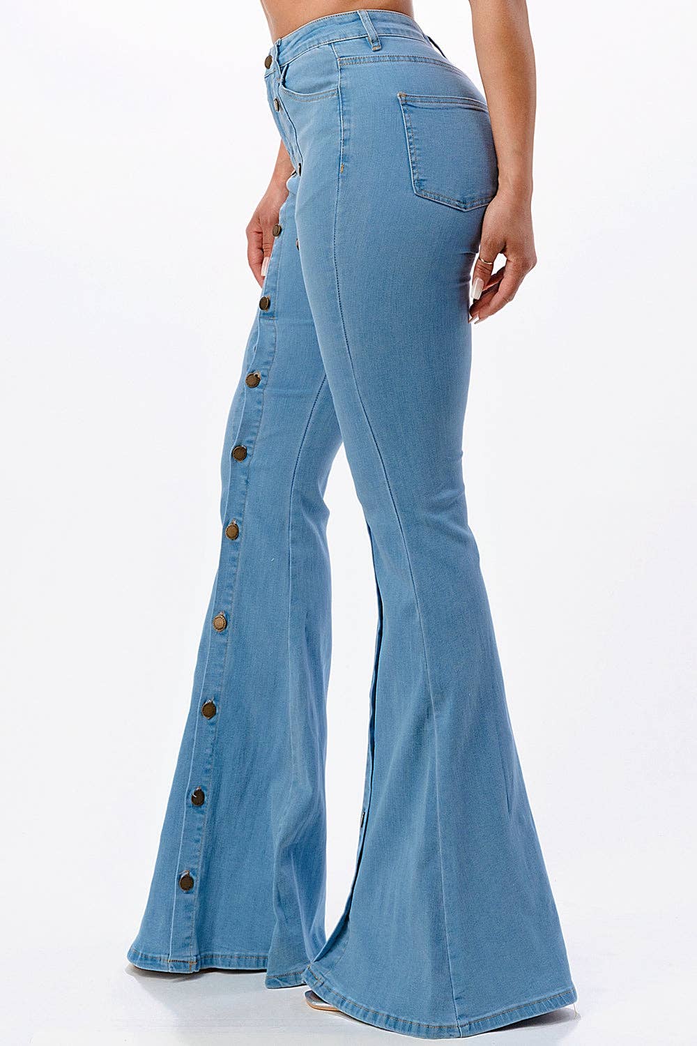 Button Front Flare Denim Jeans