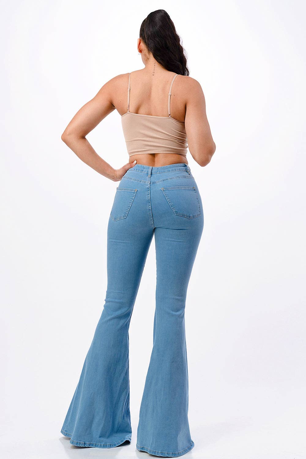 Button Front Flare Denim Jeans