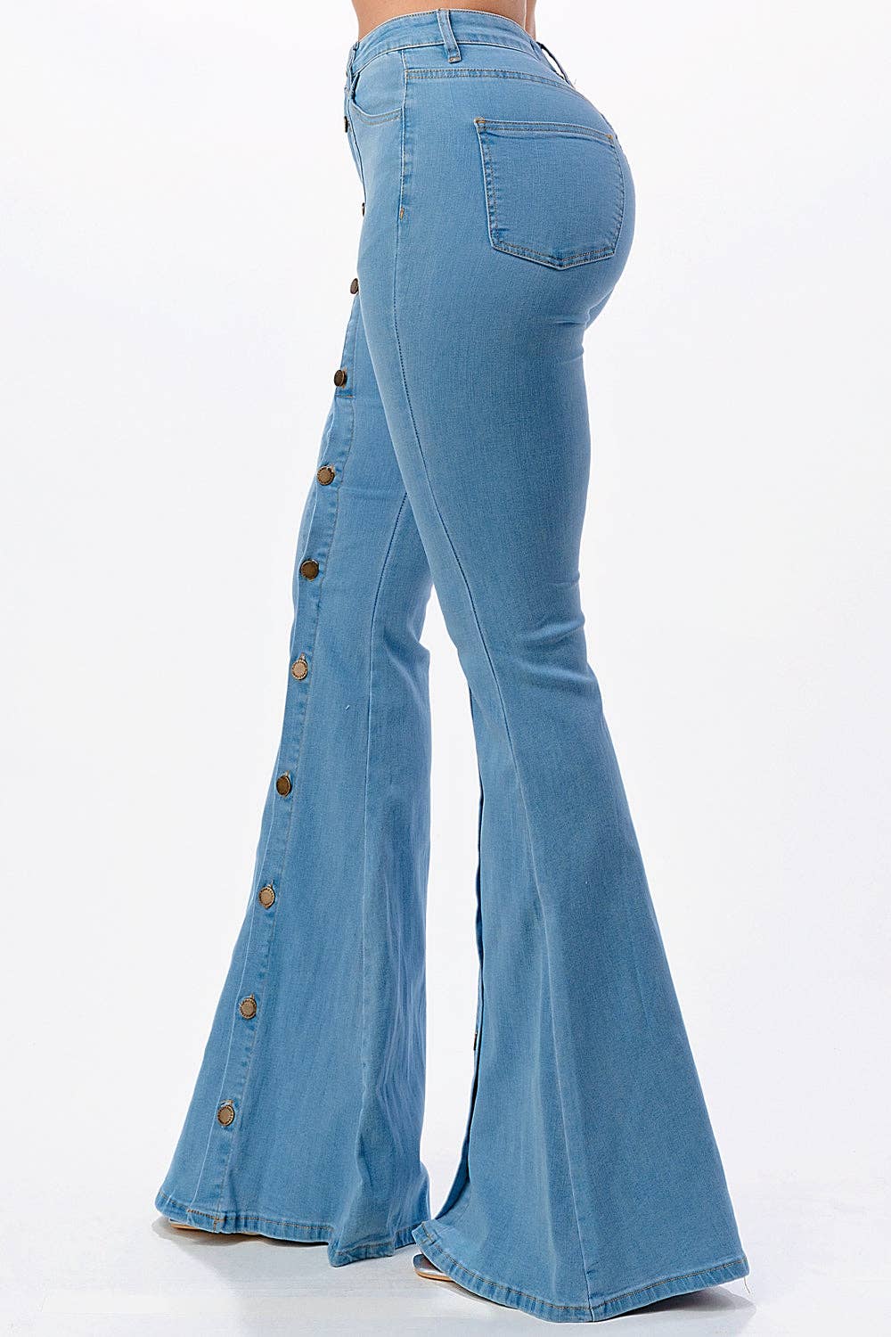 Button Front Flare Denim Jeans