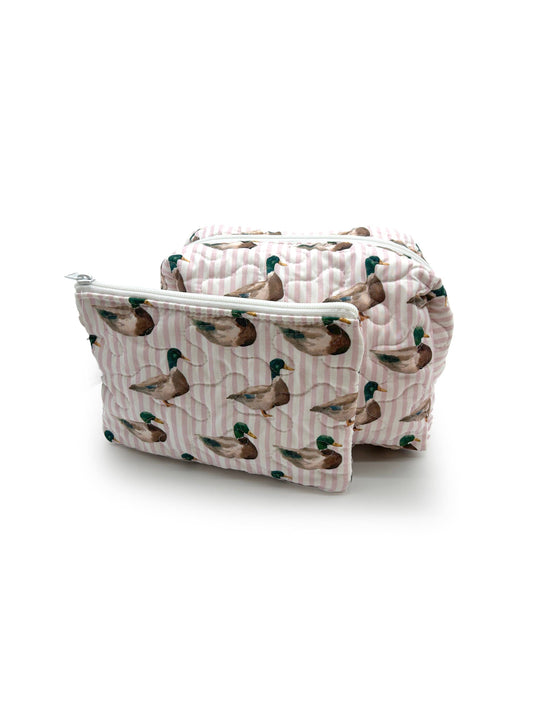 Mallory Ducks Icon Pink Quilted Makeup Bag