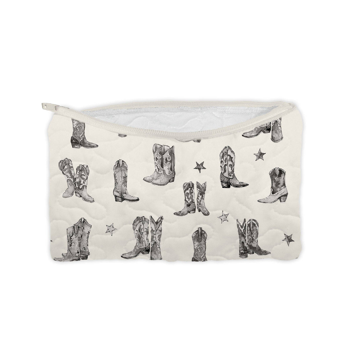 "Keep Going Cowgirl" Linen / Black Quilted Makeup Bag