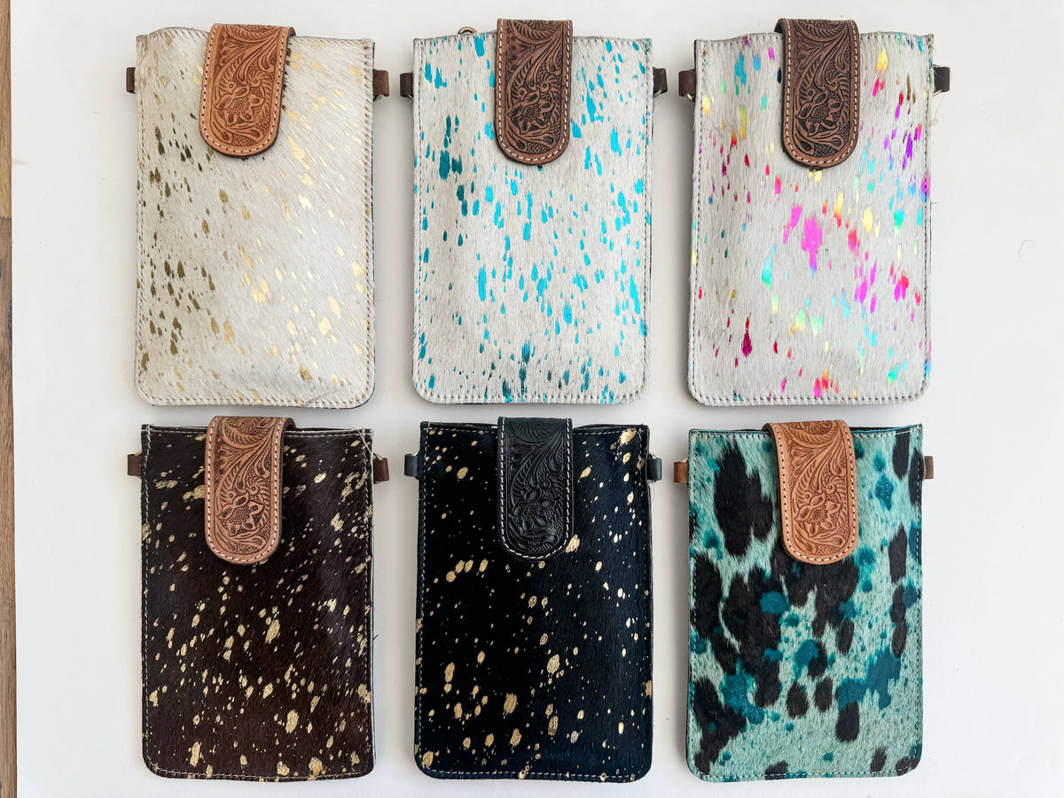 HAYDEE PHONE CROSSBODY mobile Western Tooled Leather Cowhide