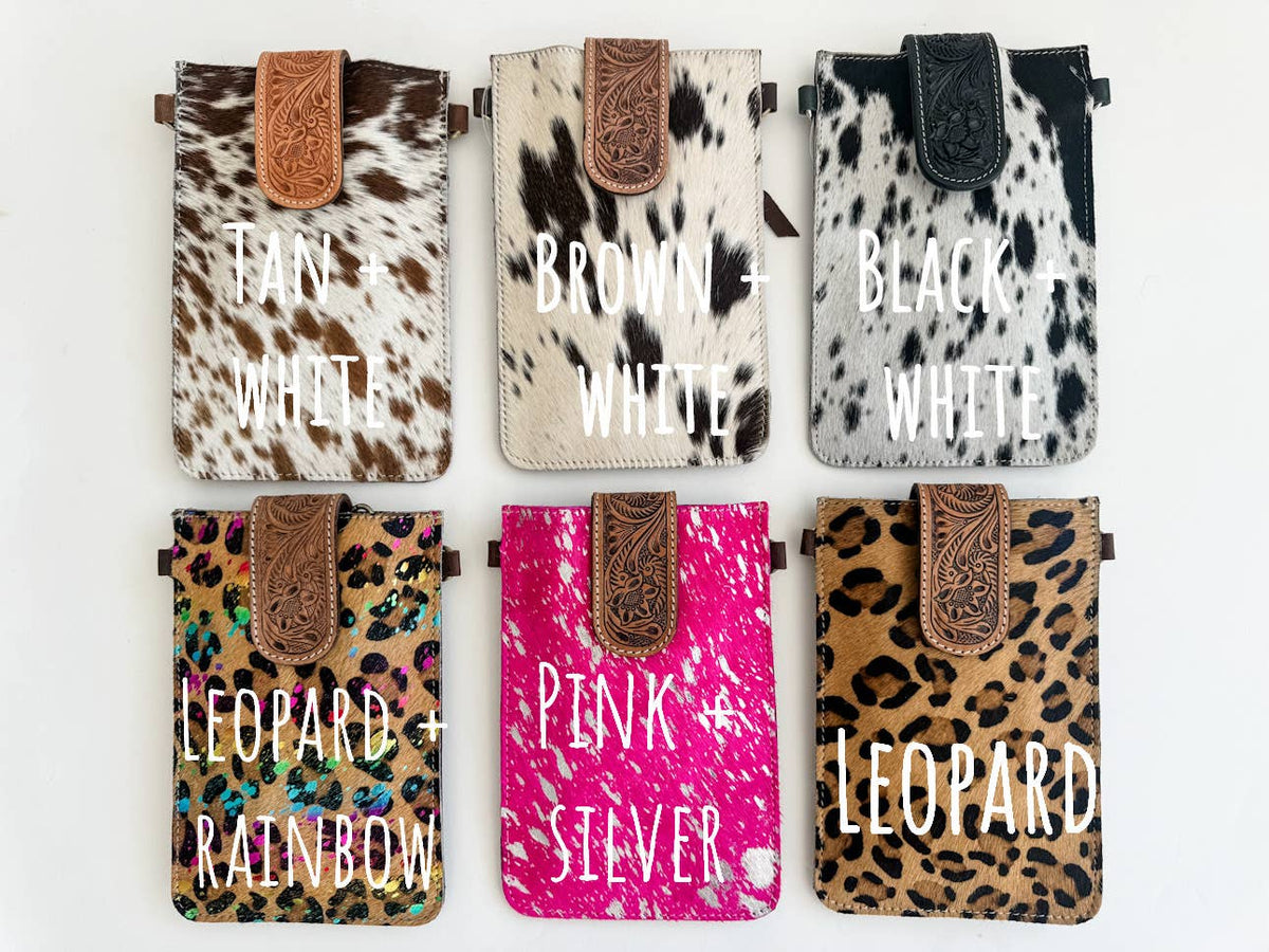 HAYDEE PHONE CROSSBODY mobile Western Tooled Leather Cowhide