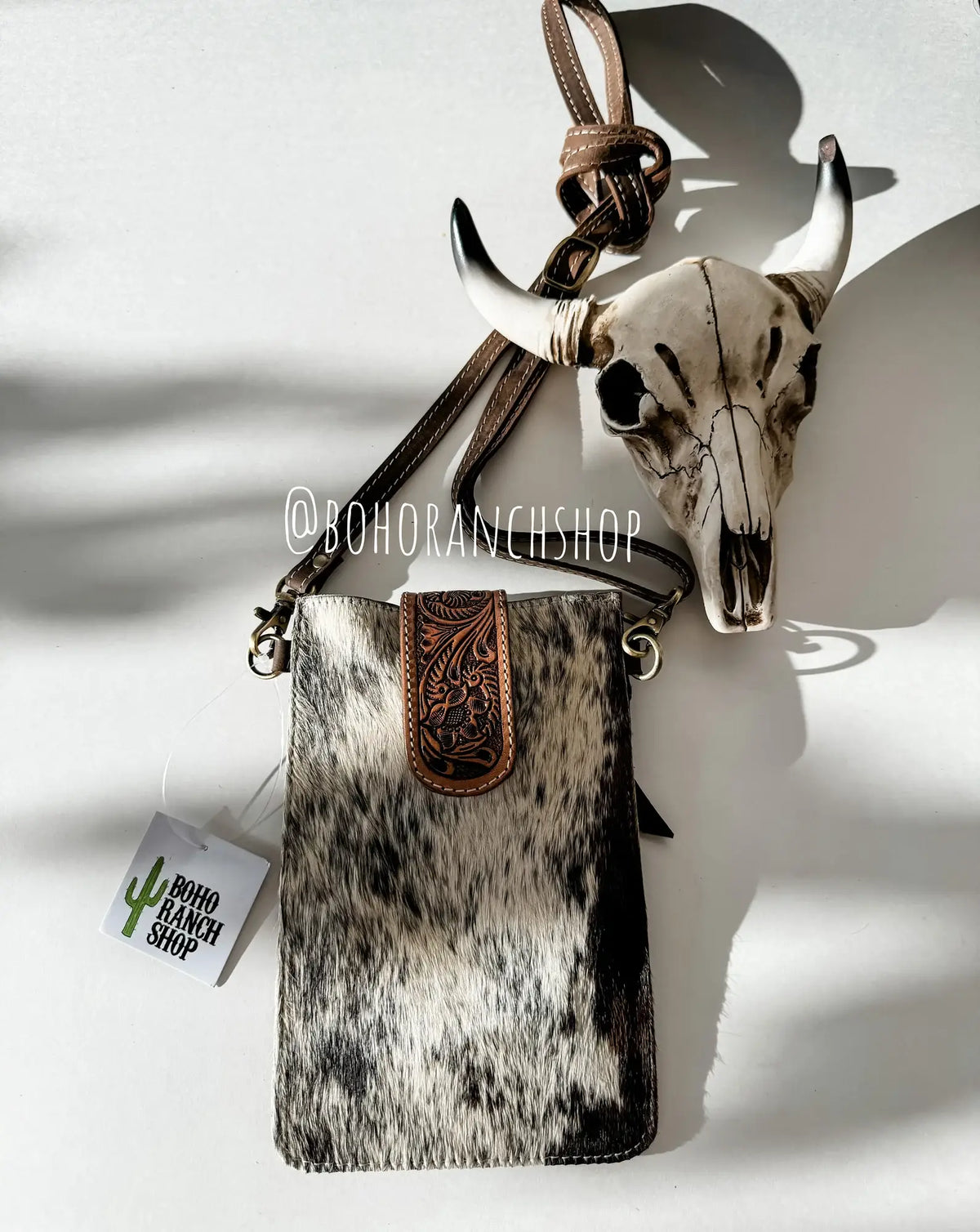 HAYDEE PHONE CROSSBODY mobile Western Tooled Leather Cowhide