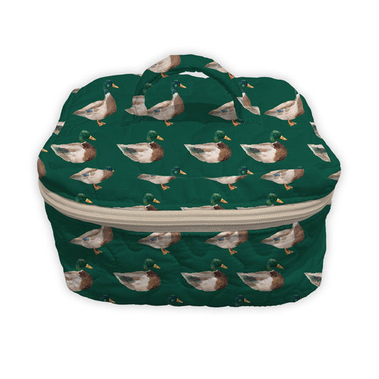 Mallory Ducks Icon Green Quilted Travel Case