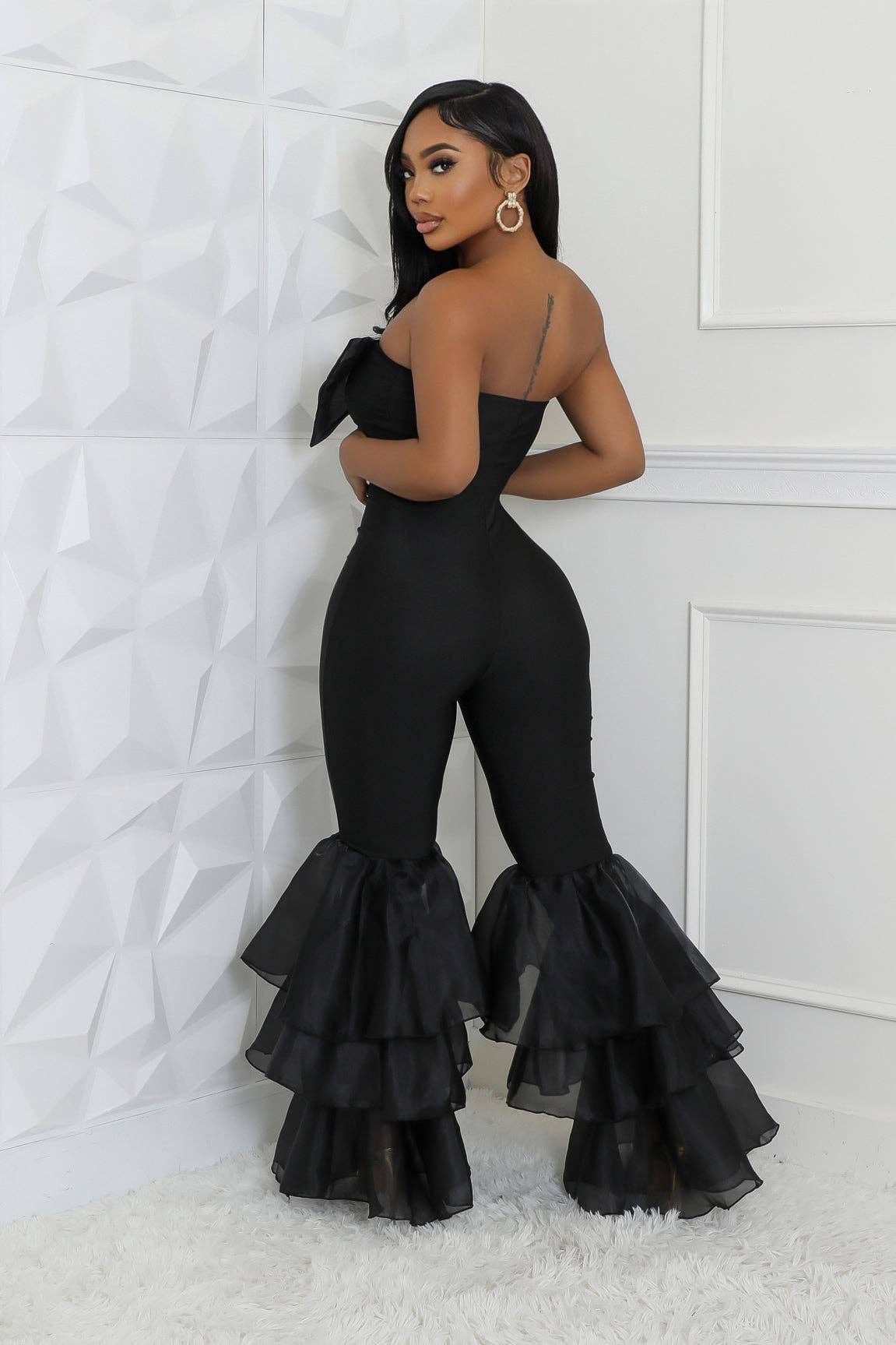 RUFFLE TIERED TUBE JUMPSUITS