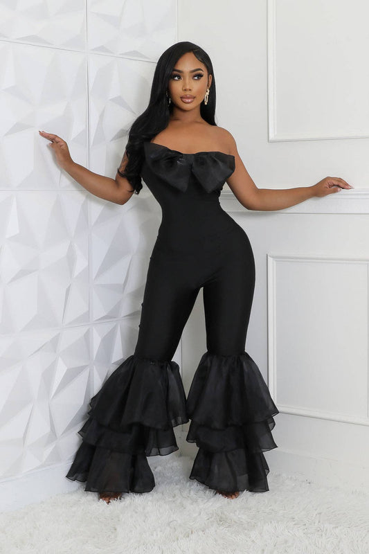 RUFFLE TIERED TUBE JUMPSUITS