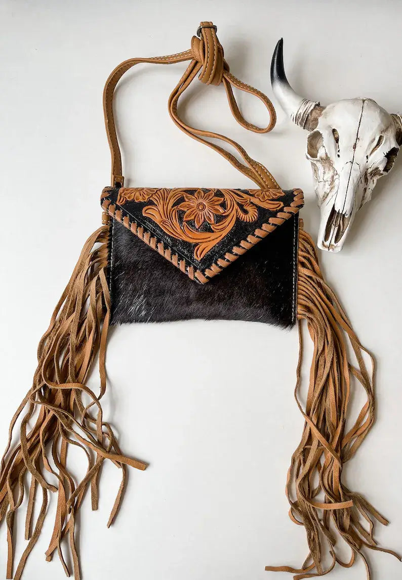 THE CASSIE - TOOLED crossbody Western Tooled Leather Cowhide