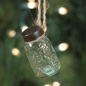 Glass Mini Mason Jar Hanging Christmas Ornament