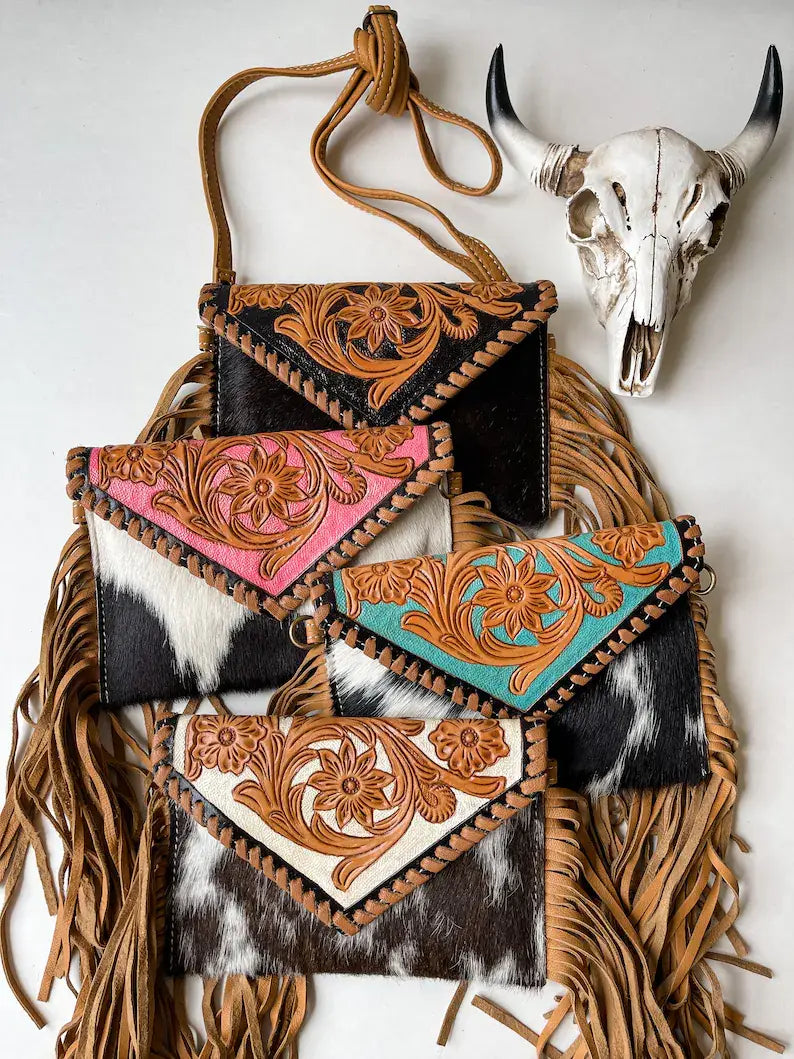 THE CASSIE - TOOLED crossbody Western Tooled Leather Cowhide