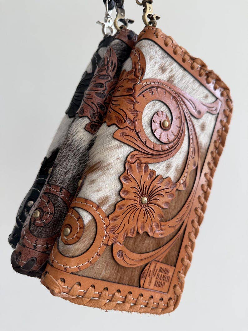 ERICKA WRISTLET WALLET Cowhide & Tooled Leather Wallet