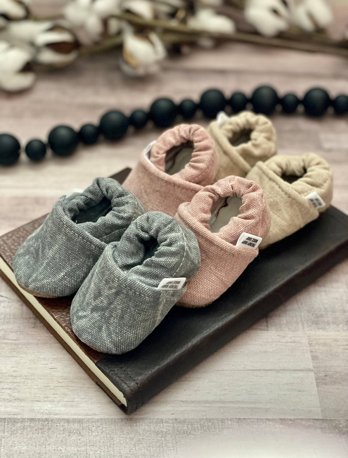 Gray Distressed Denim Moccasins
